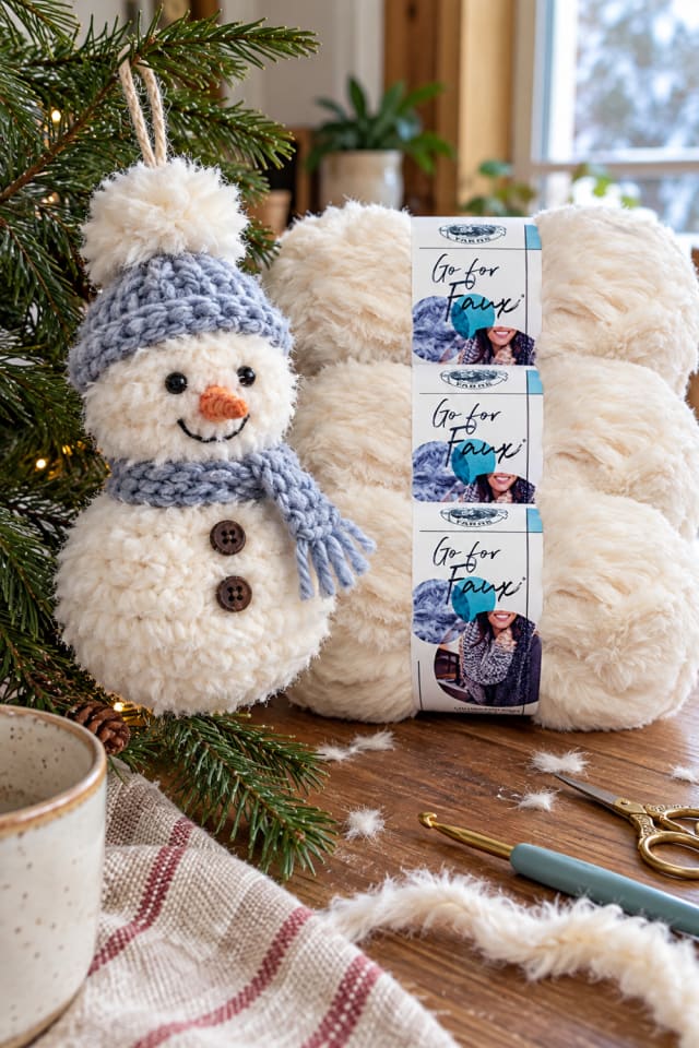Crochet Snowman Ornament DIY | White Craft Yarn for Christmas Gift Making maker-lifestyle pin