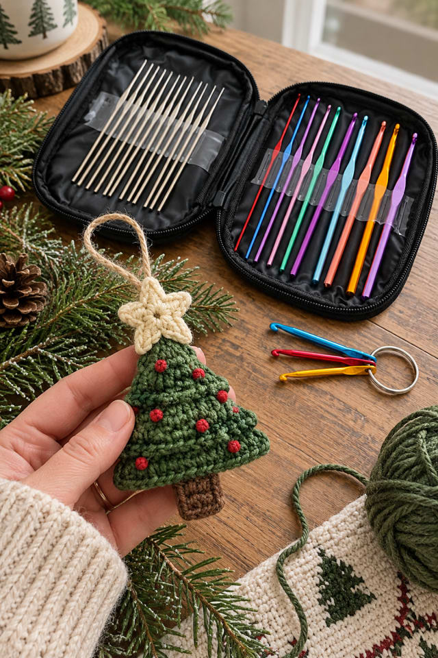Handmade Crochet Tree Decor | Multicolor Crochet Hook Set for Winter Crafting maker-lifestyle pin