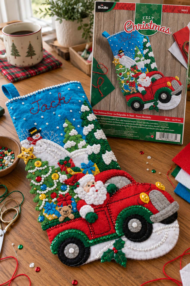 Needle-Felted Christmas Craft | Multicolor Felt Ornament Kit for a Festive Craft Table maker-lifestyle pin