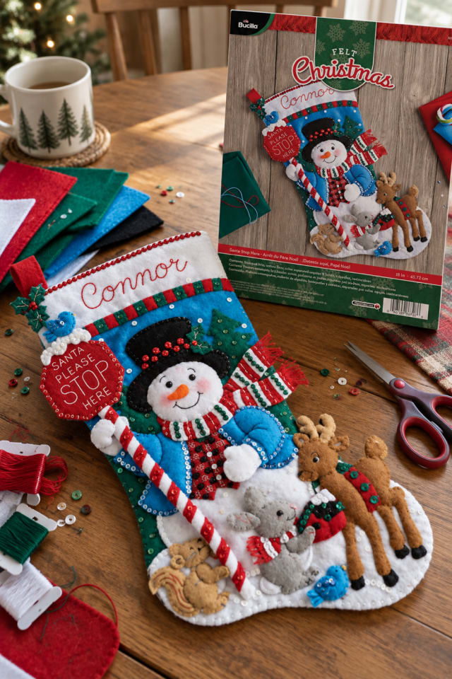 Hand-Sewn Felt Christmas Ornament | Felt Ornament Kit for Tree and Gift Accents maker-lifestyle pin