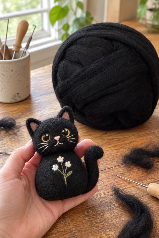 Felt Holiday Ornament DIY | Black Wool Roving for Seasonal Maker Projects maker-lifestyle pin
