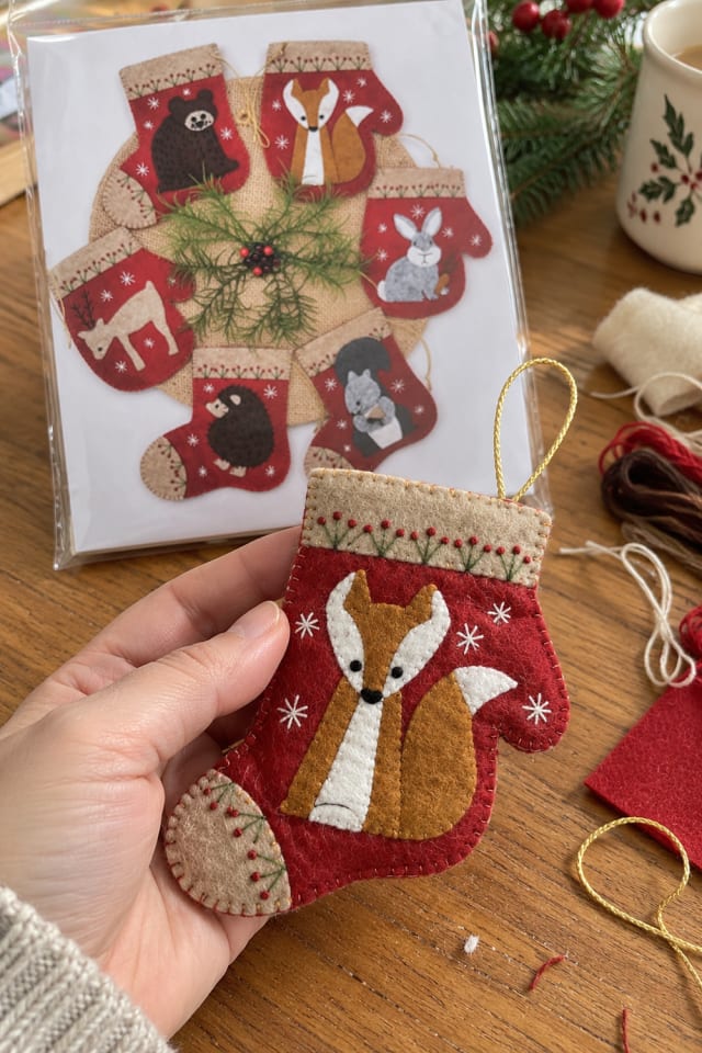 Hand-Sewn Felt Christmas Ornament | Red Wool Felt Ornament Kit for Christmas Gift Making maker-lifestyle pin