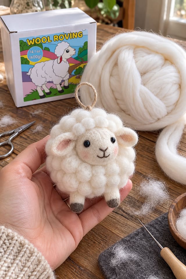 Needle-Felted Christmas Craft | White Yarn Wool Roving for Colorful Holiday Crafts maker-lifestyle pin