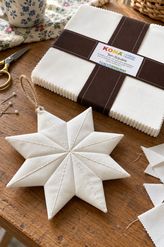 Patchwork Star Holiday Craft | Cotton Quilting Fabric for a Festive Craft Table maker-lifestyle pin