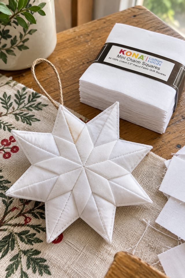 Quilted Star Ornament DIY | White Cotton Quilting Fabric for Tree and Gift Accents maker-lifestyle pin