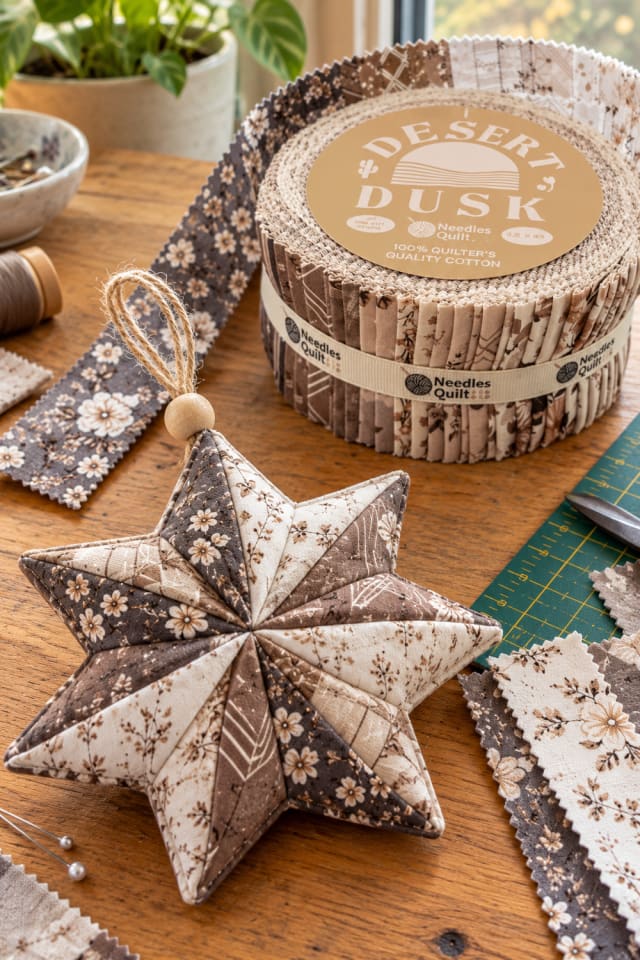 Fabric Star Christmas Ornament | Cotton Quilting Fabric for Rustic Christmas Decor maker-lifestyle pin
