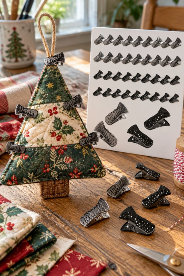 Fabric Christmas Tree Craft | Black Sewing Clips for DIY Holiday Decor maker-lifestyle pin