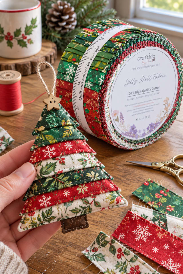 Quilted Christmas Tree Ornament | Cotton Quilting Fabric for Handmade Christmas Projects maker-lifestyle pin