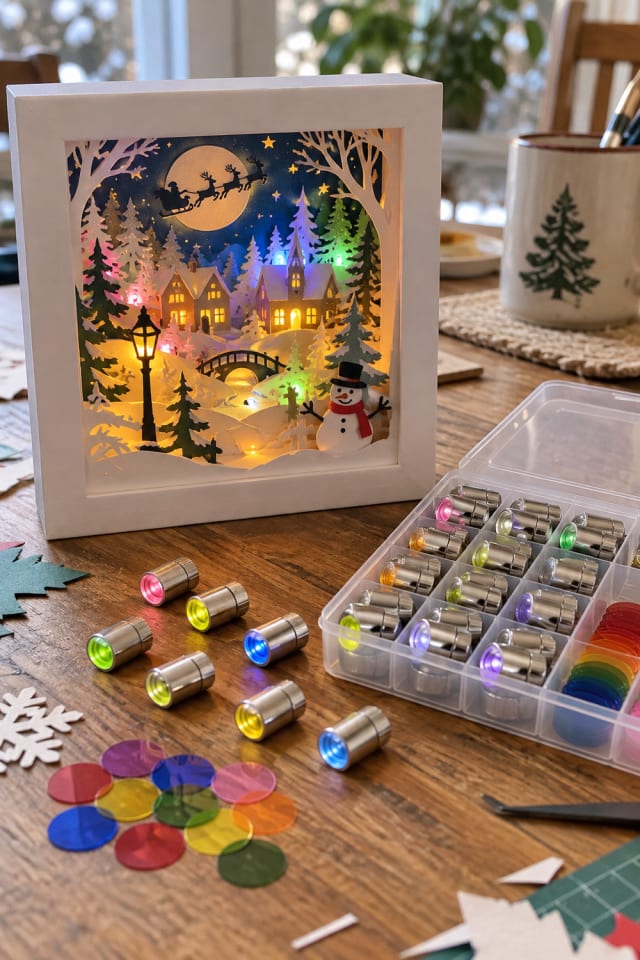 Layered Holiday Shadow Box | White Battery Craft Lights for DIY Holiday Decor maker-lifestyle pin