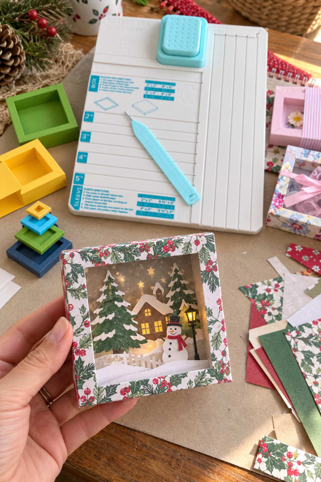 Christmas Paper Shadow Box DIY | Shadow Box Frame for Seasonal Maker Projects maker-lifestyle pin