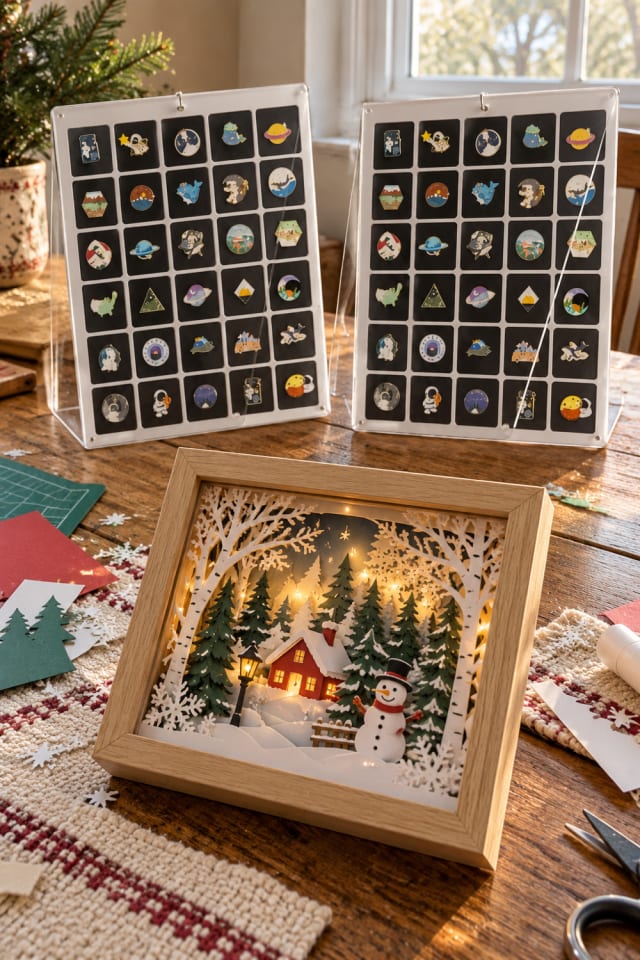 Light-Up Christmas Shadow Box | White Acrylic Shadow Box Frame for Christmas Gift Making maker-lifestyle pin