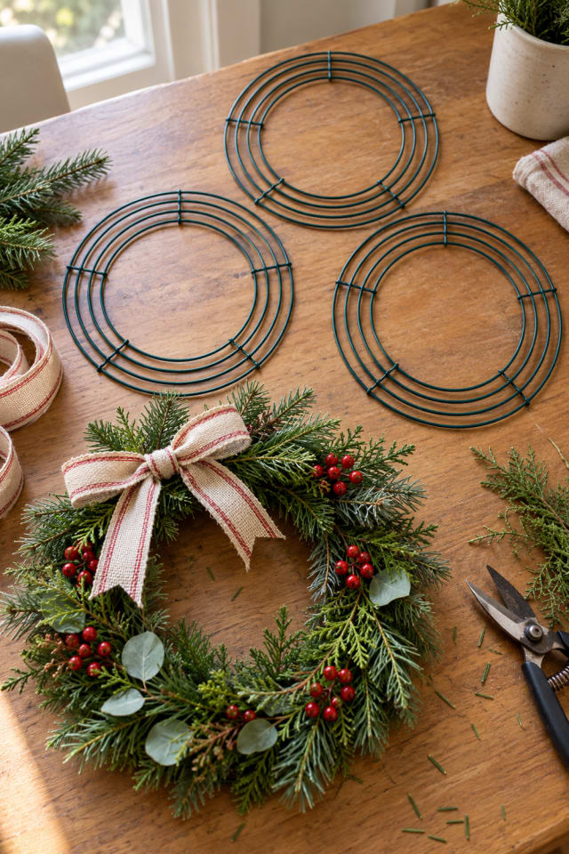 Christmas Wreath Form DIY | Green Wire Wreath Form for Handmade Christmas Projects maker-lifestyle pin