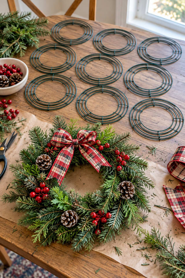 Holiday Wreath Base | Green Wire Wreath Form for Winter Crafting maker-lifestyle pin