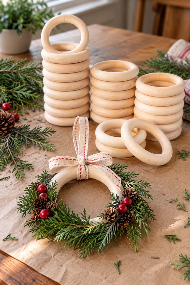 Handmade Evergreen Wreath | Natural Wooden Wreath Form for Holiday Home Decor maker-lifestyle pin