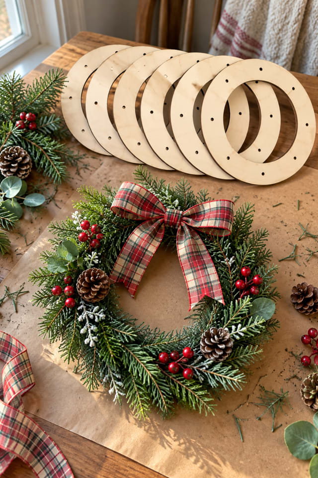 Holiday Wreath Base | Floral Wooden Wreath Form for Small Ornament Projects maker-lifestyle pin