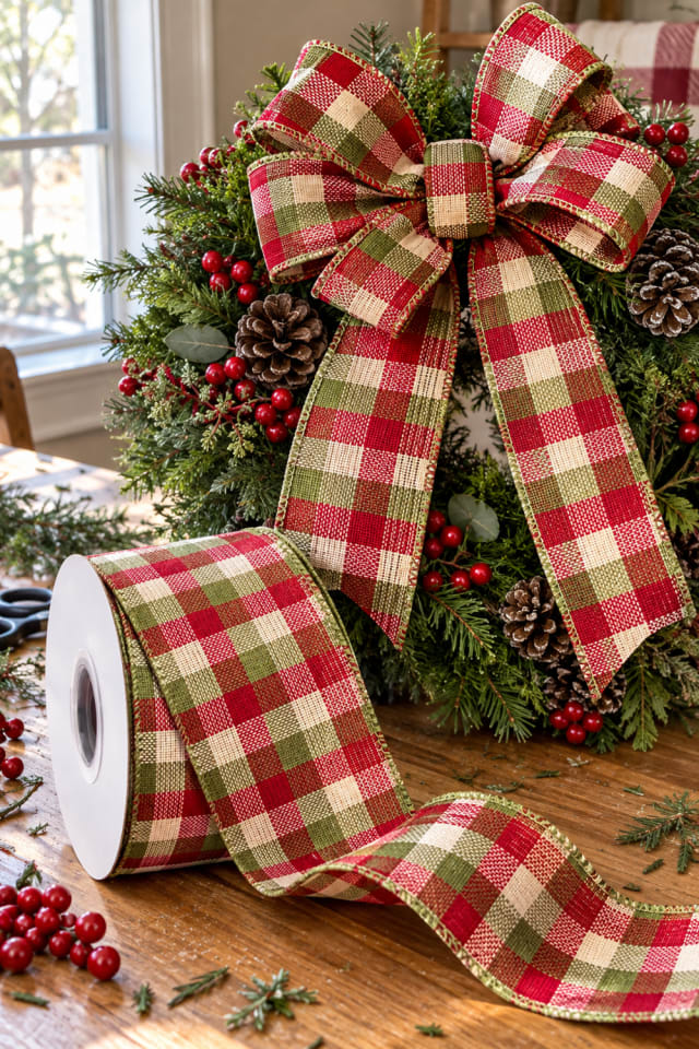 Holiday Wreath Bow DIY | Burlap Wired Craft Ribbon for Christmas Craft Night maker-lifestyle pin