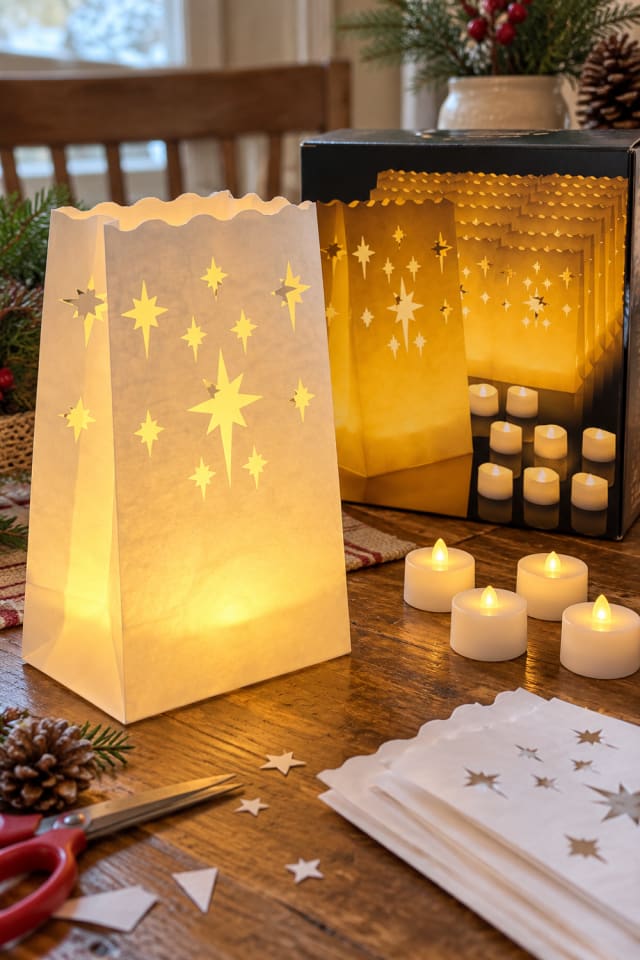 Paper Holiday Luminary DIY | White Paper Luminary Bag for Cozy Seasonal Making maker-lifestyle pin