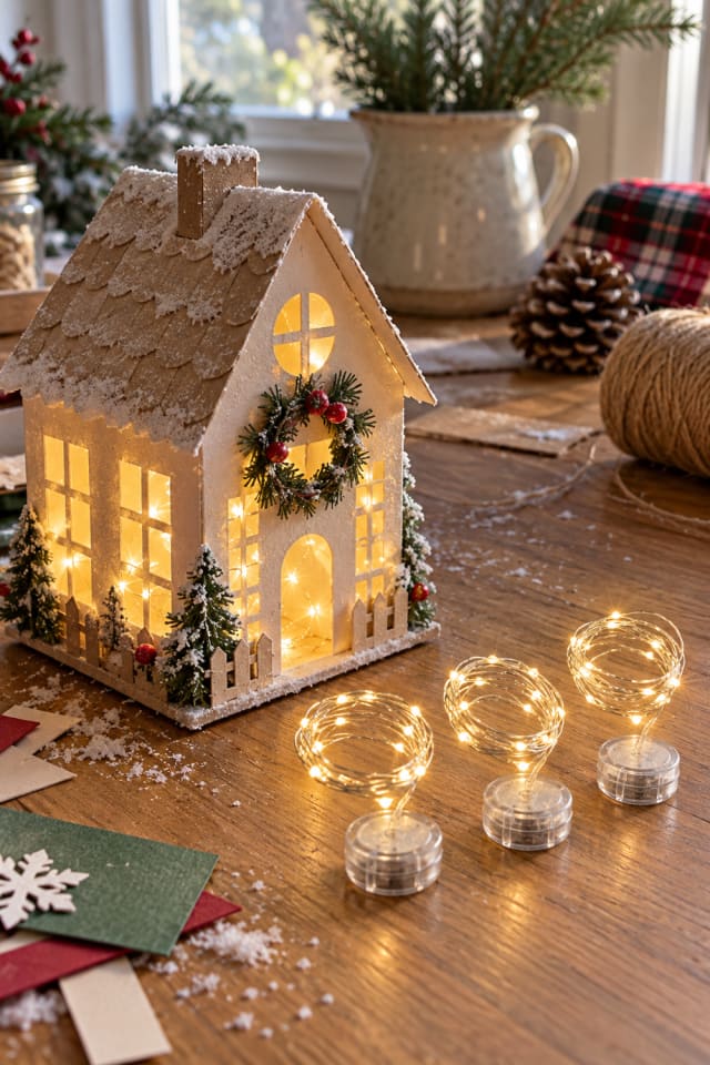 Christmas Paper Lantern Craft | White Battery Craft Lights for DIY Holiday Decor maker-lifestyle pin