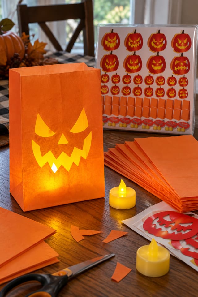 Halloween Paper Luminary | Orange Paper Luminary Bag for DIY October Decor maker-lifestyle pin