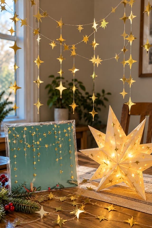 Light-Up Birthday Paper Display | Gold Paper Star Supply for Celebration Table Decor maker-lifestyle pin