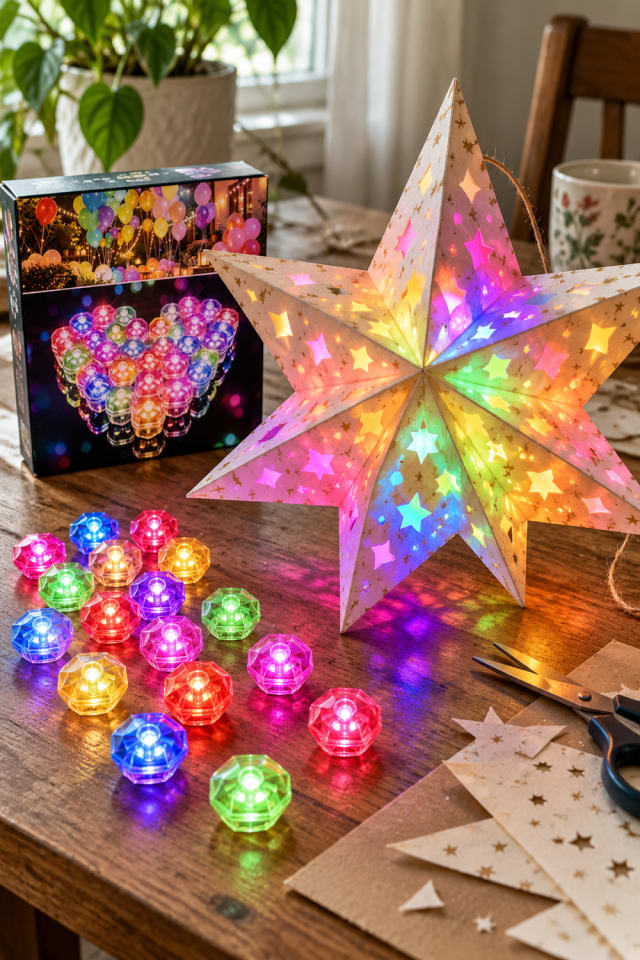 Folded Paper Star Craft | Multicolor Battery Craft Lights for Small Ornament Projects maker-lifestyle pin