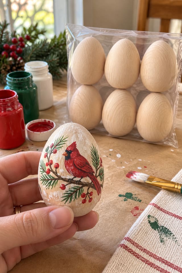 Painted Wooden Christmas Ornament | Wooden Egg Blanks for Handmade Holiday Decor maker-lifestyle pin