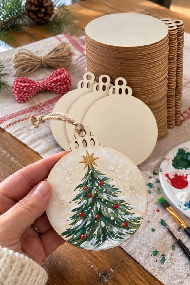 Wood Slice Ornament DIY | Round Wooden Blanks for Christmas Craft Night maker-lifestyle pin