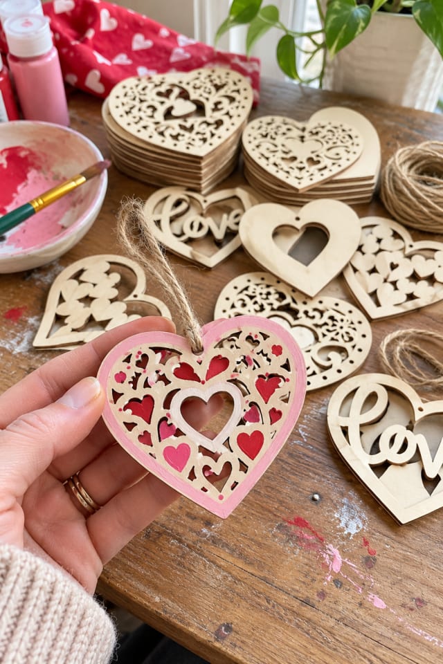Wooden Holiday Ornament Craft | Natural Wooden Heart Blanks for DIY Holiday Decor maker-lifestyle pin