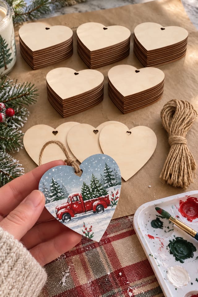 Wood Slice Ornament DIY | Natural Wooden Heart Blanks for Seasonal Maker Projects maker-lifestyle pin