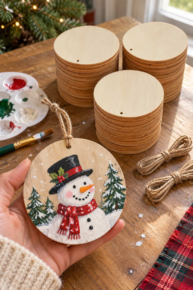Wooden Holiday Ornament Craft | Natural Round Wooden Blanks for Small Ornament Projects maker-lifestyle pin