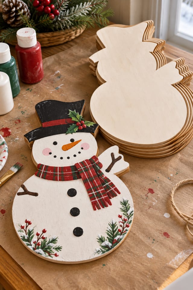 Painted Wooden Christmas Ornament | Wooden Snowman Blanks for Festive Maker Projects maker-lifestyle pin