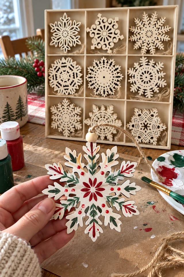 Wood Slice Ornament DIY | Wooden Snowflake Blanks for Modern Holiday Decor maker-lifestyle pin