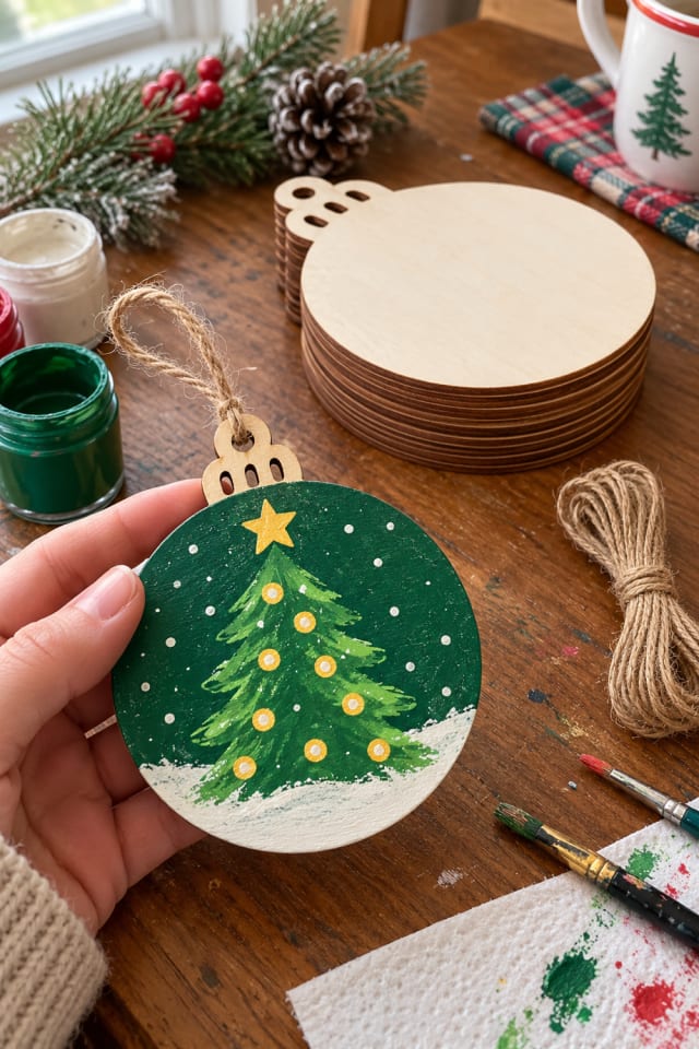 Wooden Holiday Ornament Craft | Round Wooden Blanks for Family Holiday Making maker-lifestyle pin