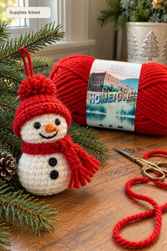 Crochet Snowman Christmas Craft | Red Craft Yarn for DIY Holiday Decor maker-lifestyle pin