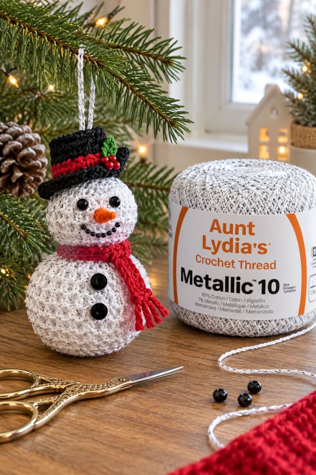 Crochet Snowman Ornament DIY | Red Crochet Thread for Handmade Christmas Projects maker-lifestyle pin