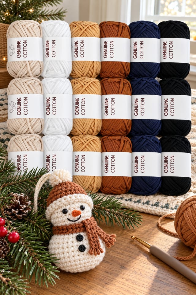 Crochet Snowman Christmas Craft | Cotton Craft Yarn for Winter Crafting maker-lifestyle pin