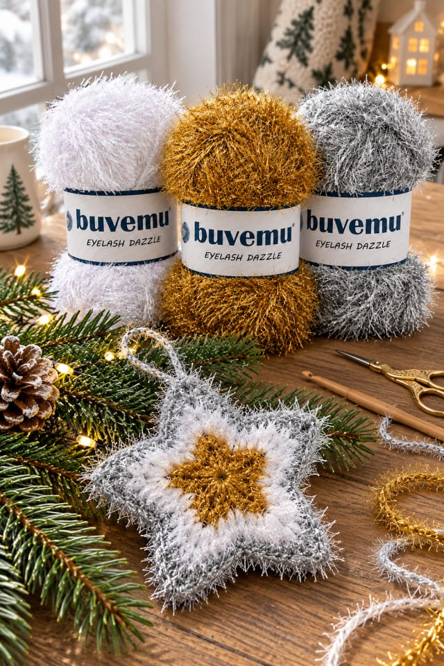 Crochet Star Ornament DIY | Craft Yarn for Christmas Craft Night maker-lifestyle pin