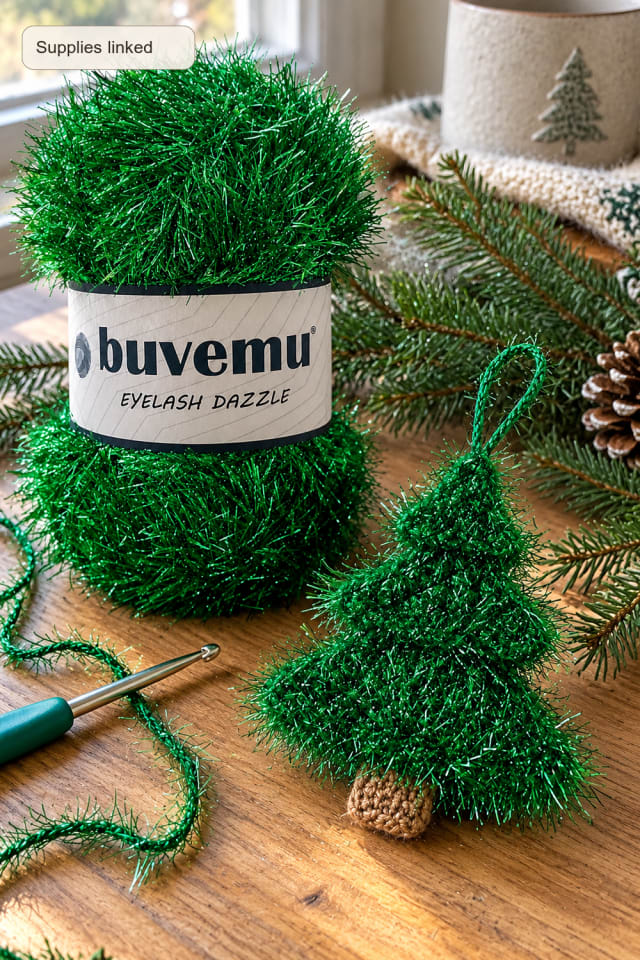 Handmade Crochet Tree Decor | Green Craft Yarn for DIY Holiday Decor maker-lifestyle pin