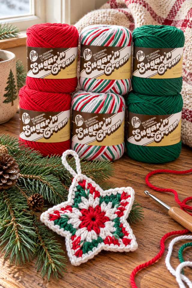 Crochet Christmas Tree Ornament | Cream Cotton Craft Yarn for Handmade Christmas Projects maker-lifestyle pin