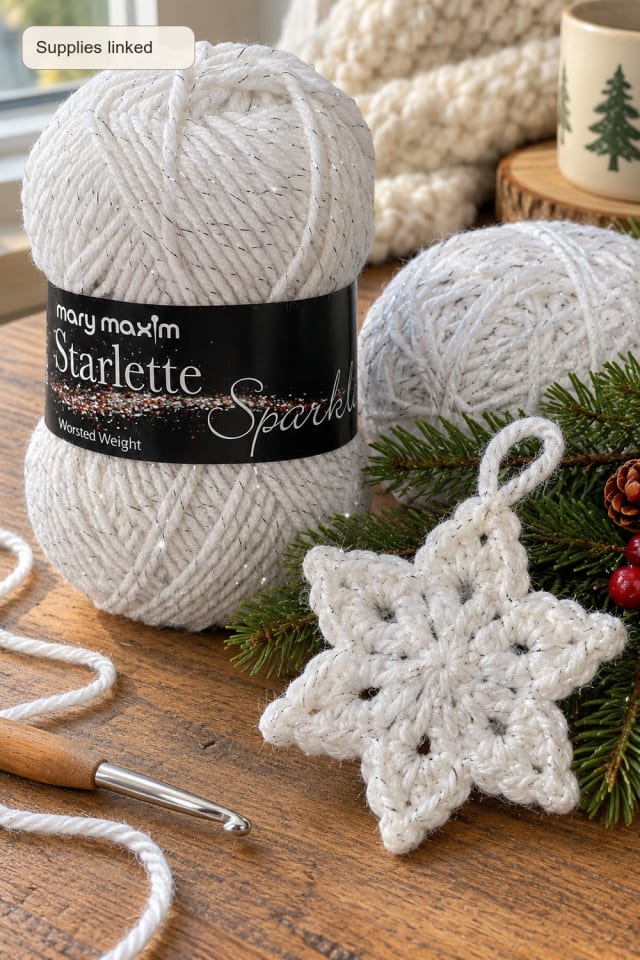 Crochet Star Ornament DIY | White Acrylic Craft Yarn for Seasonal Maker Projects maker-lifestyle pin