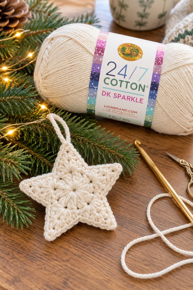 Handmade Crochet Tree Decor | Cream Cotton Craft Yarn for Winter Crafting maker-lifestyle pin