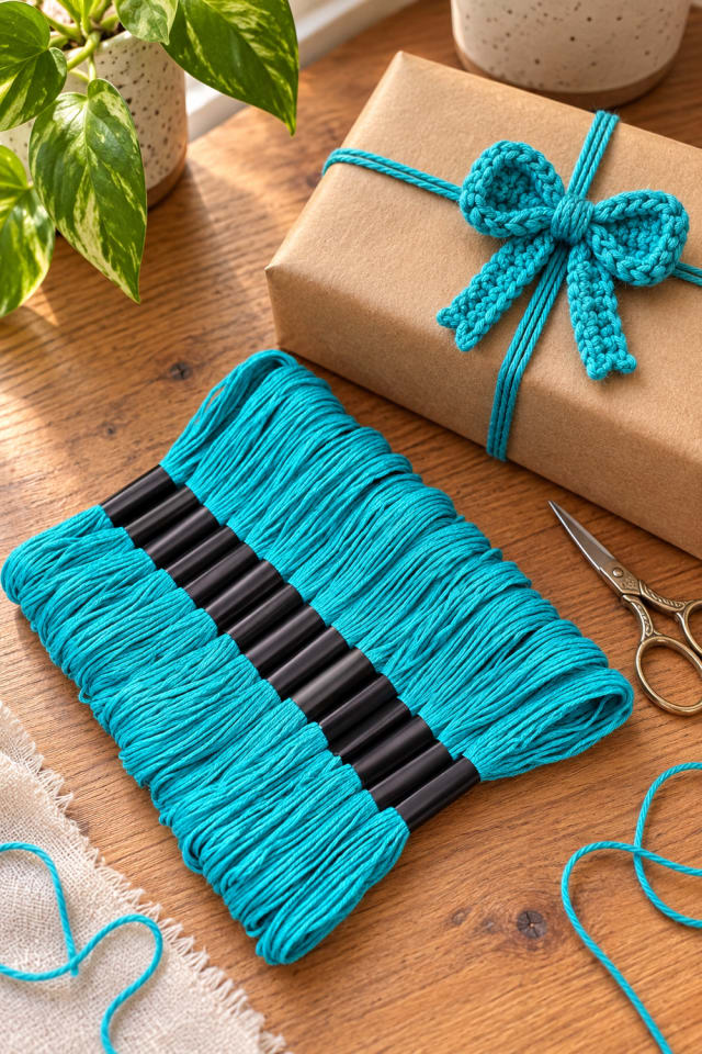 Handmade Crochet Gift Accent | Blue Cotton Crochet Thread for a Festive Craft Table maker-lifestyle pin