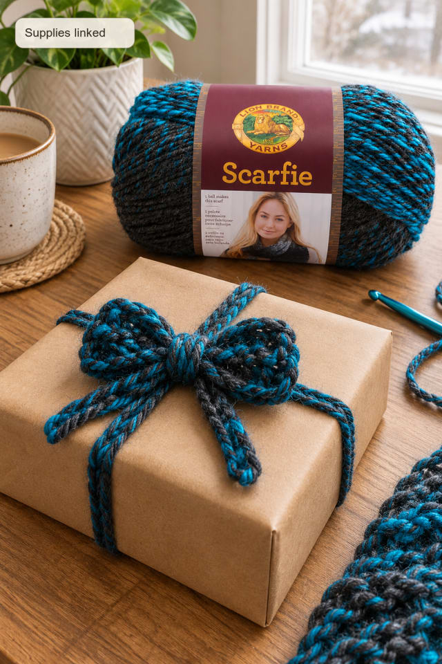 Crochet Gift Topper DIY | Craft Yarn for Handmade Christmas Projects maker-lifestyle pin