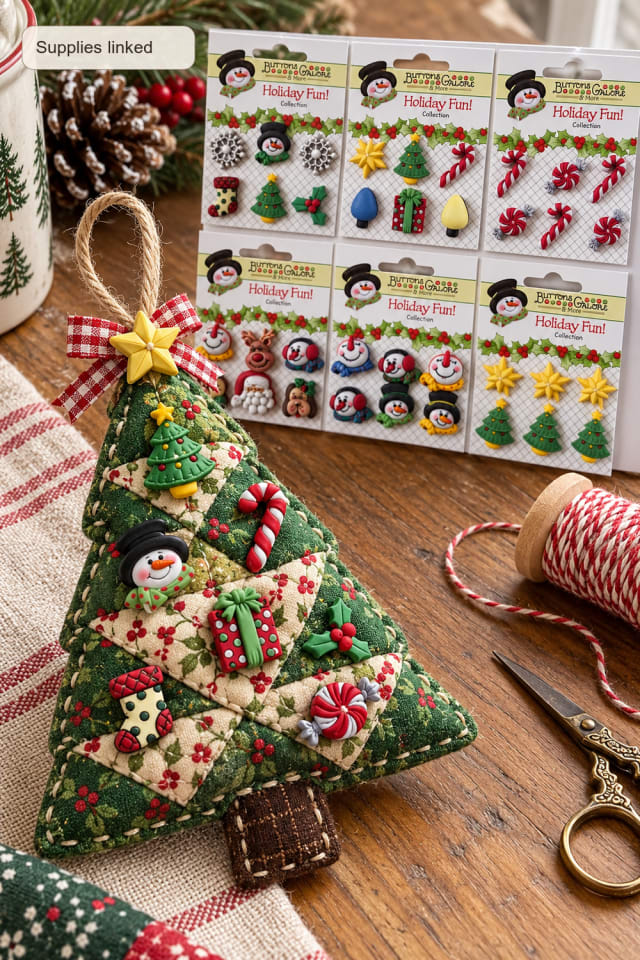 Patchwork Tree Ornament DIY | Quilting Supply for Cozy Seasonal Making maker-lifestyle pin