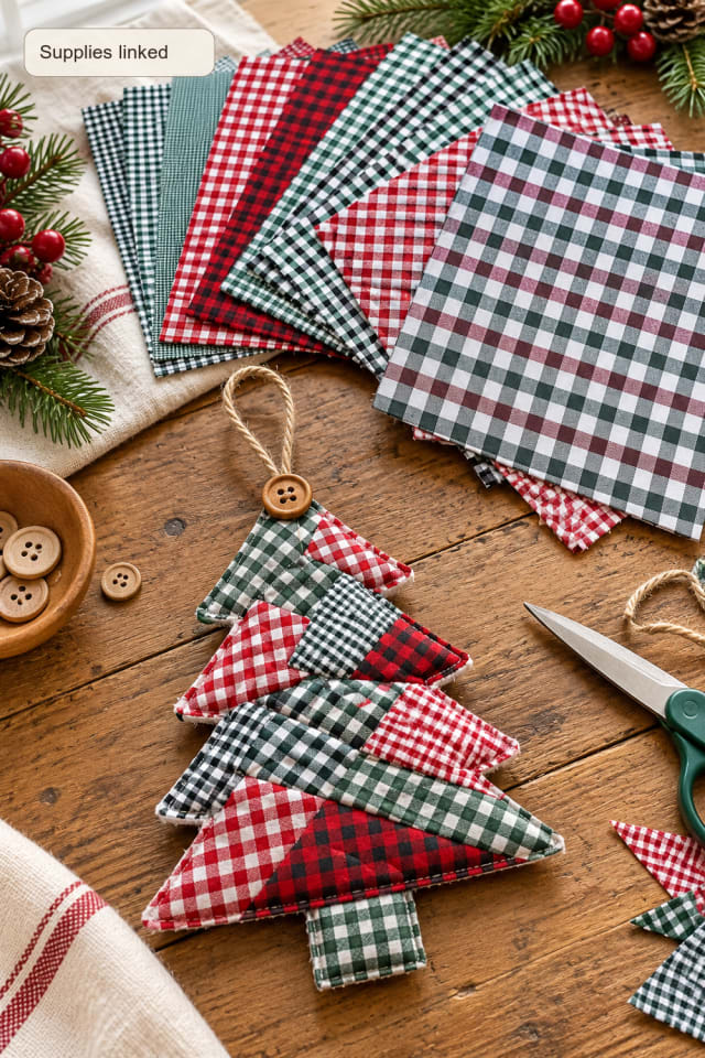 Fabric Christmas Tree Craft | Red Cotton Quilting Fabric for DIY Holiday Decor maker-lifestyle pin
