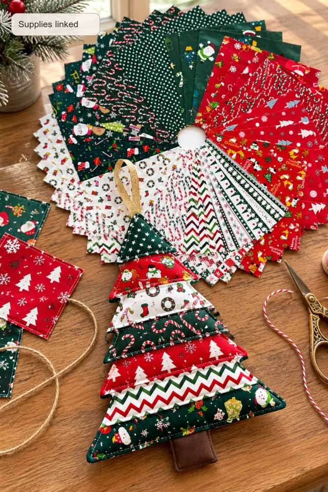 Patchwork Tree Ornament DIY | Cotton Quilting Fabric for Seasonal Maker Projects maker-lifestyle pin