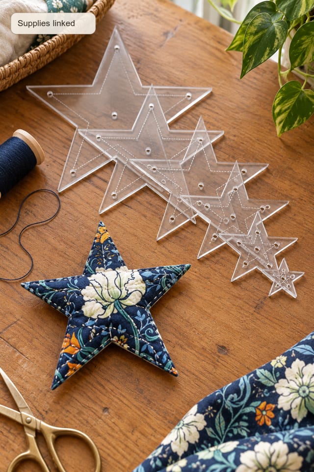 Patchwork Star Holiday Craft | Acrylic Quilting Supply for DIY Holiday Decor maker-lifestyle pin