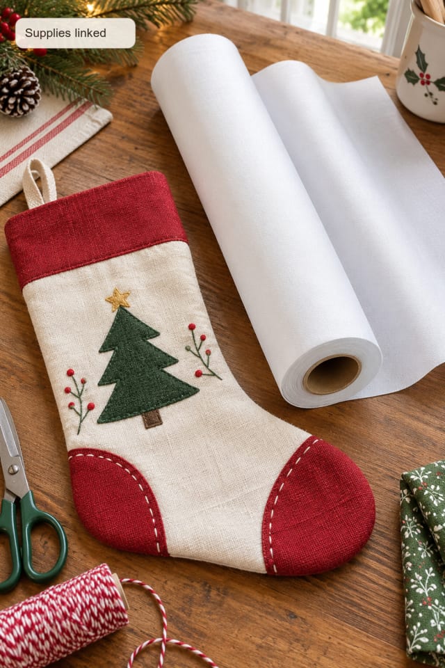 DIY Christmas Stocking | Cotton Sewing Interfacing for a Festive Craft Table maker-lifestyle pin