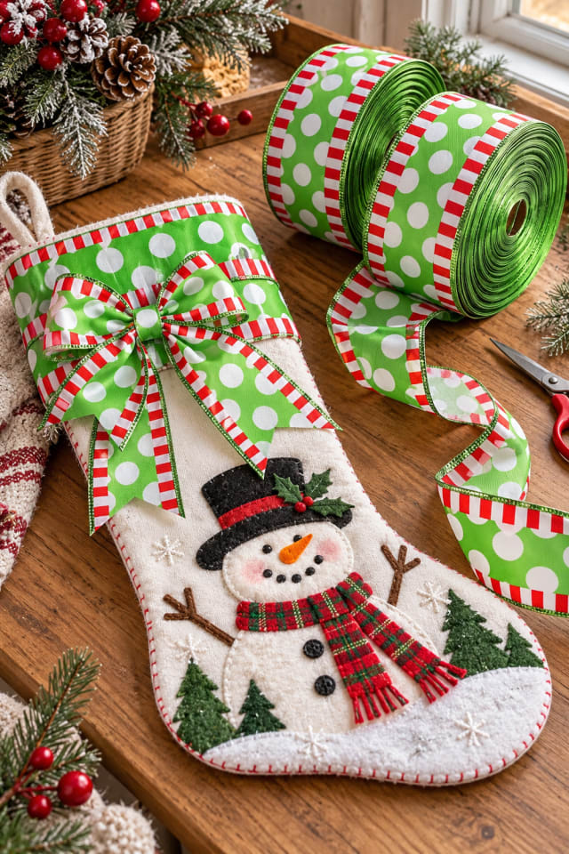 Handmade Christmas Stocking | Craft Ribbon Bows for Tree and Gift Accents maker-lifestyle pin