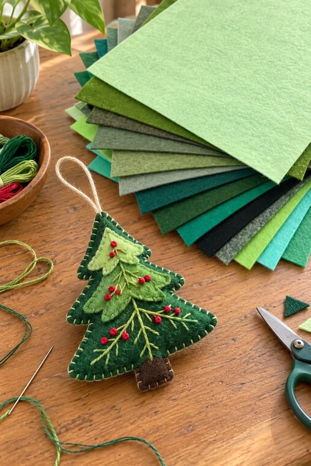 Hand-Sewn Felt Christmas Ornament | Wool Felt Craft Material for Handmade Holiday Decor maker-lifestyle pin